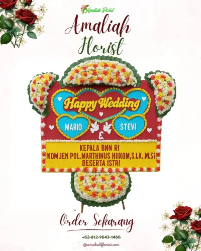 Karangan Papan Bunga Pernikahan di Way Dadi
